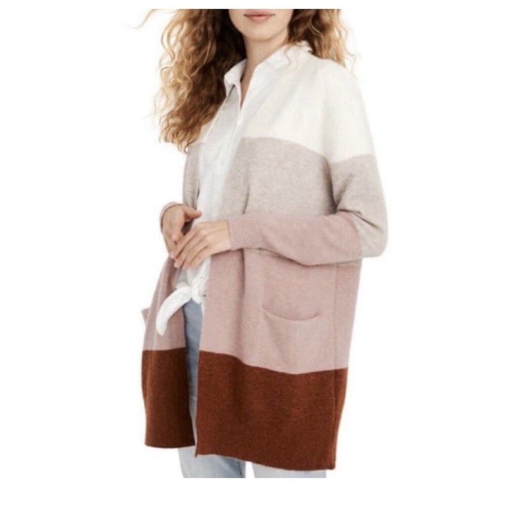 Madewell Womens XL Kent Colorblock Cardigan Sweater Wool Blend